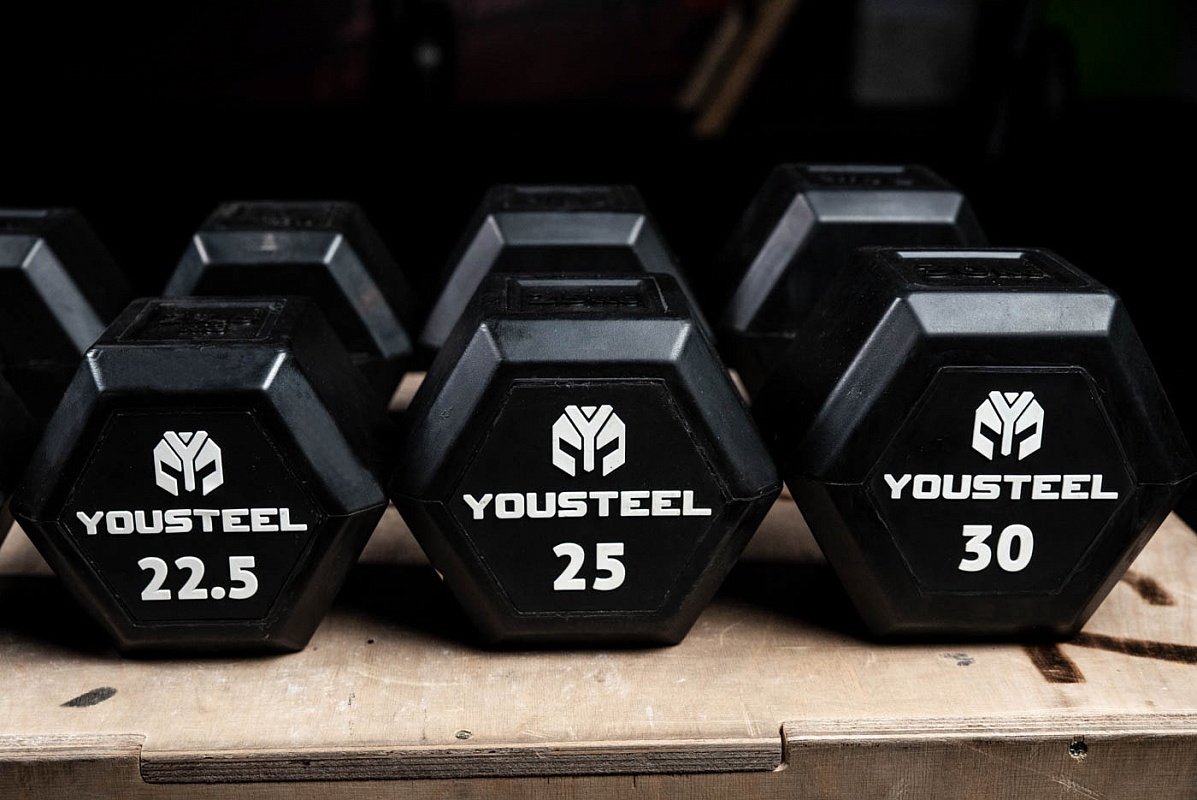 Гантель обрезиненная YouSteel HEX DB 40 кг 1197_800