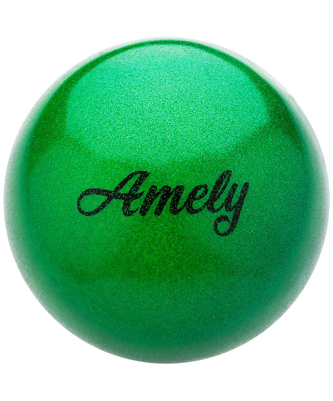 фото Мяч для художественной гимнастики amely agb-103 15 см, зеленый, с насыщенными блестками