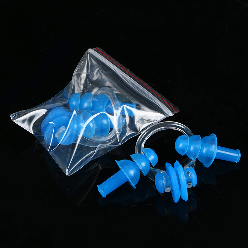 Купить Набор для плавания в zip-lock, беруши и зажим носа (синий) Sportex E36868-1,