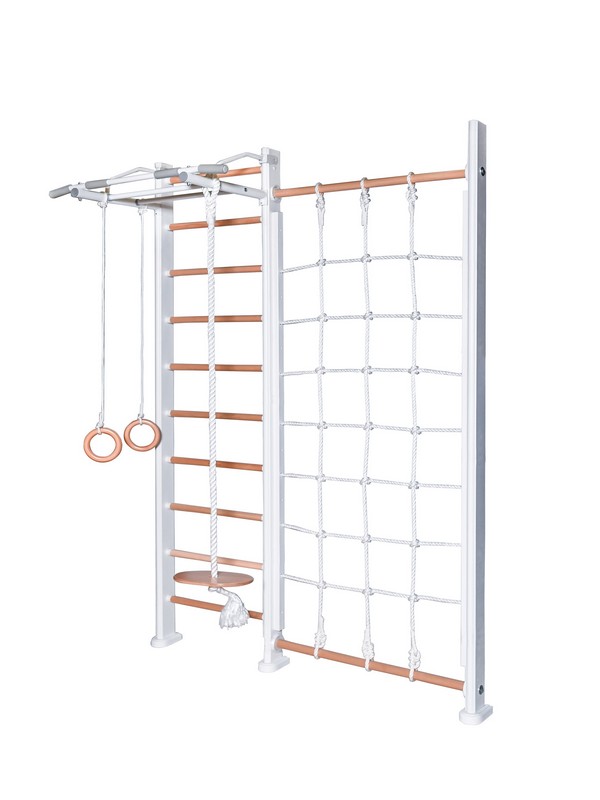 

Детский спортивный комплекс Perfetto Sport quot;Scala in legno con rete quot; bianco-naturale PS-125