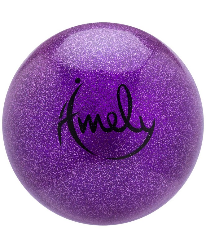 Мяч для художественной гимнастики d15 см Amely AGB-303 фиолетовый, с насыщенными блестками