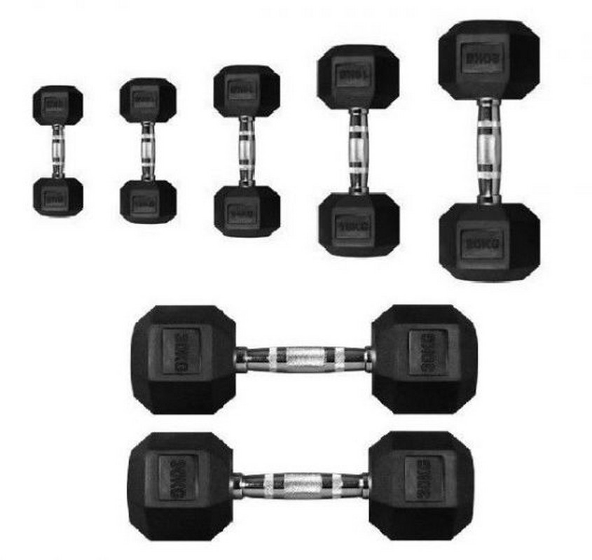 Гантель 45кг Perform Better Rubber Encased Hex Dumbbells 4137-45\BK-45-00