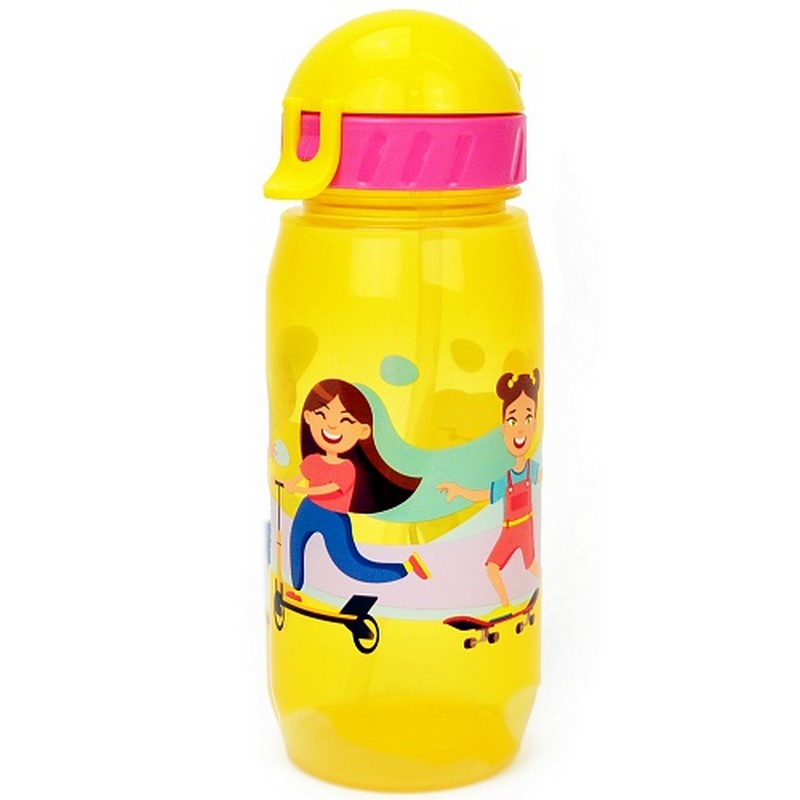 фото Бутылка для воды активити со шнурком, 400 ml кк0122 желтая nobrand