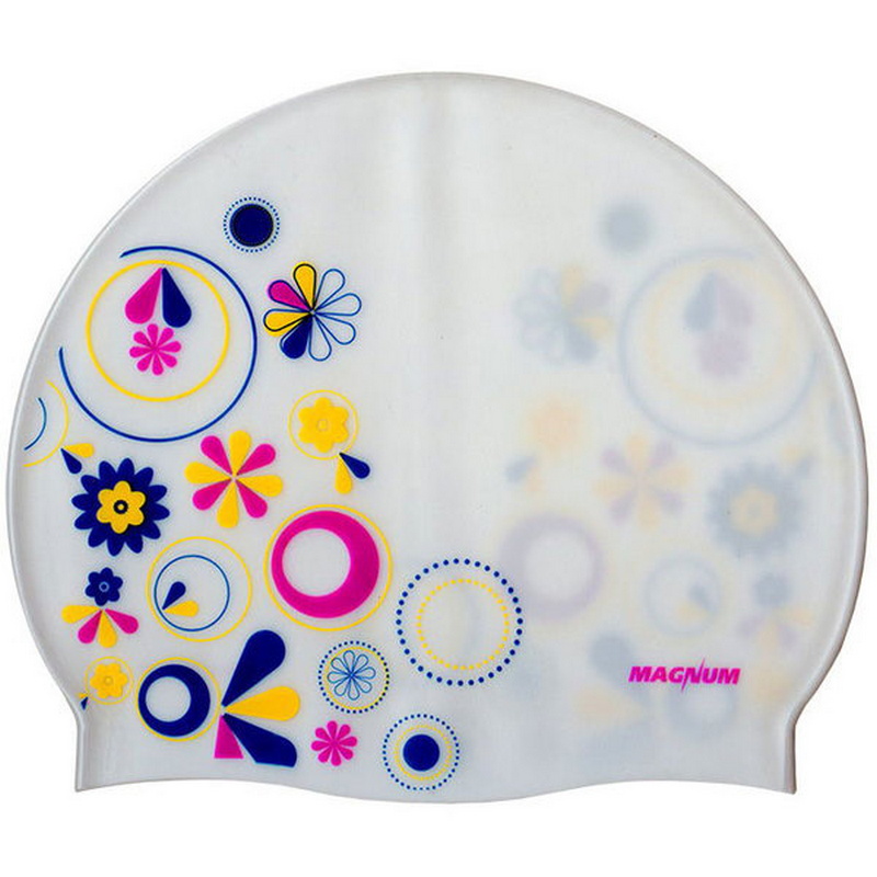 

Шапочка для плавания Magnum силиконовая SR Белая с 3-х цветным принтом принтом CPT-010 (NO.1)