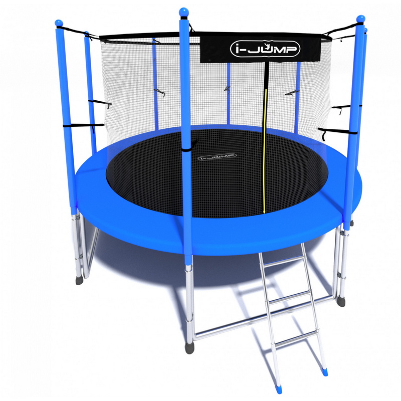 фото Батут i-jump 8ft 244 см с нижней сетью и лестницей (blue)