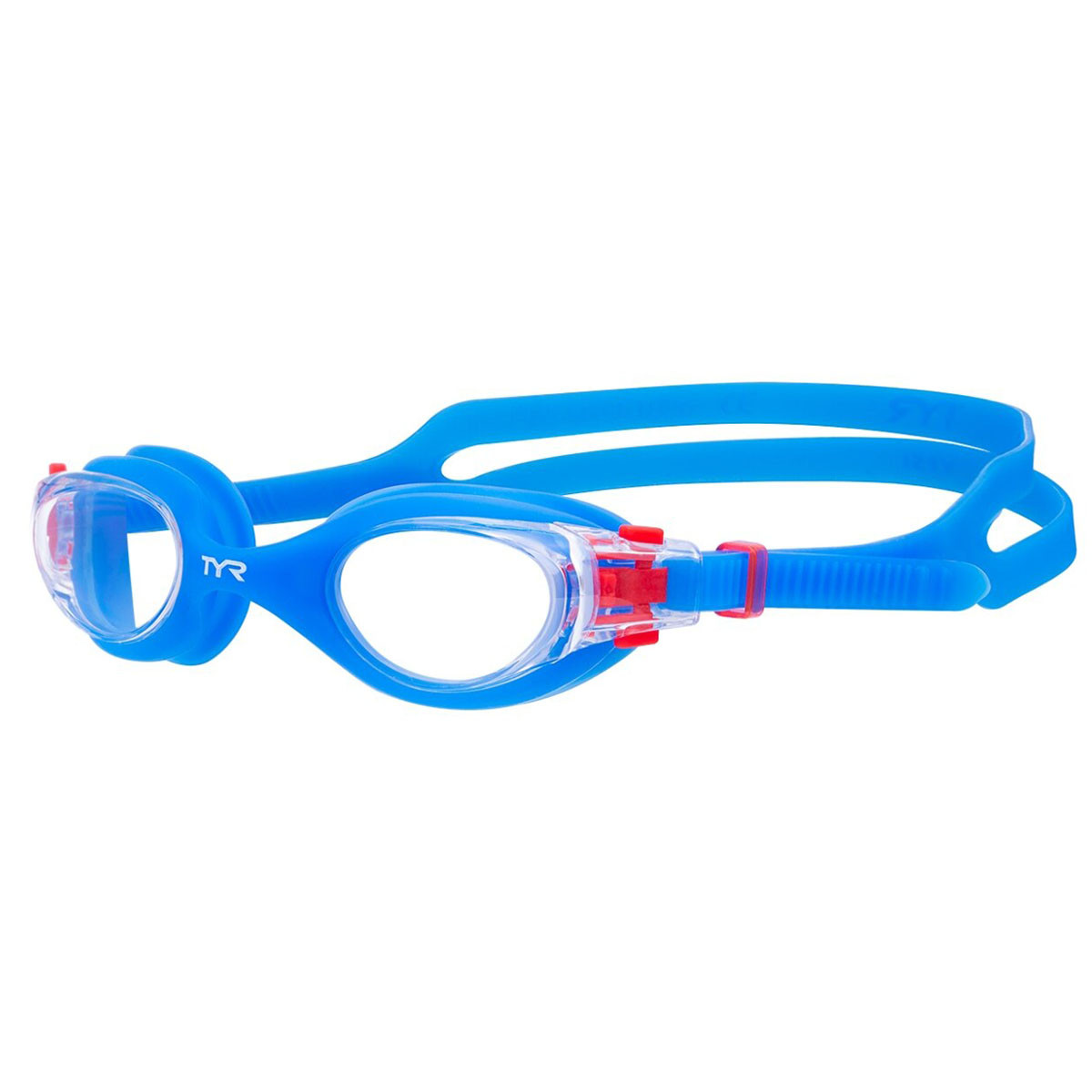 Купить Очки для плавания подростковые TYR Vesi Junior LGHYBJR-105, прозрачные линзы, голубая опр.,