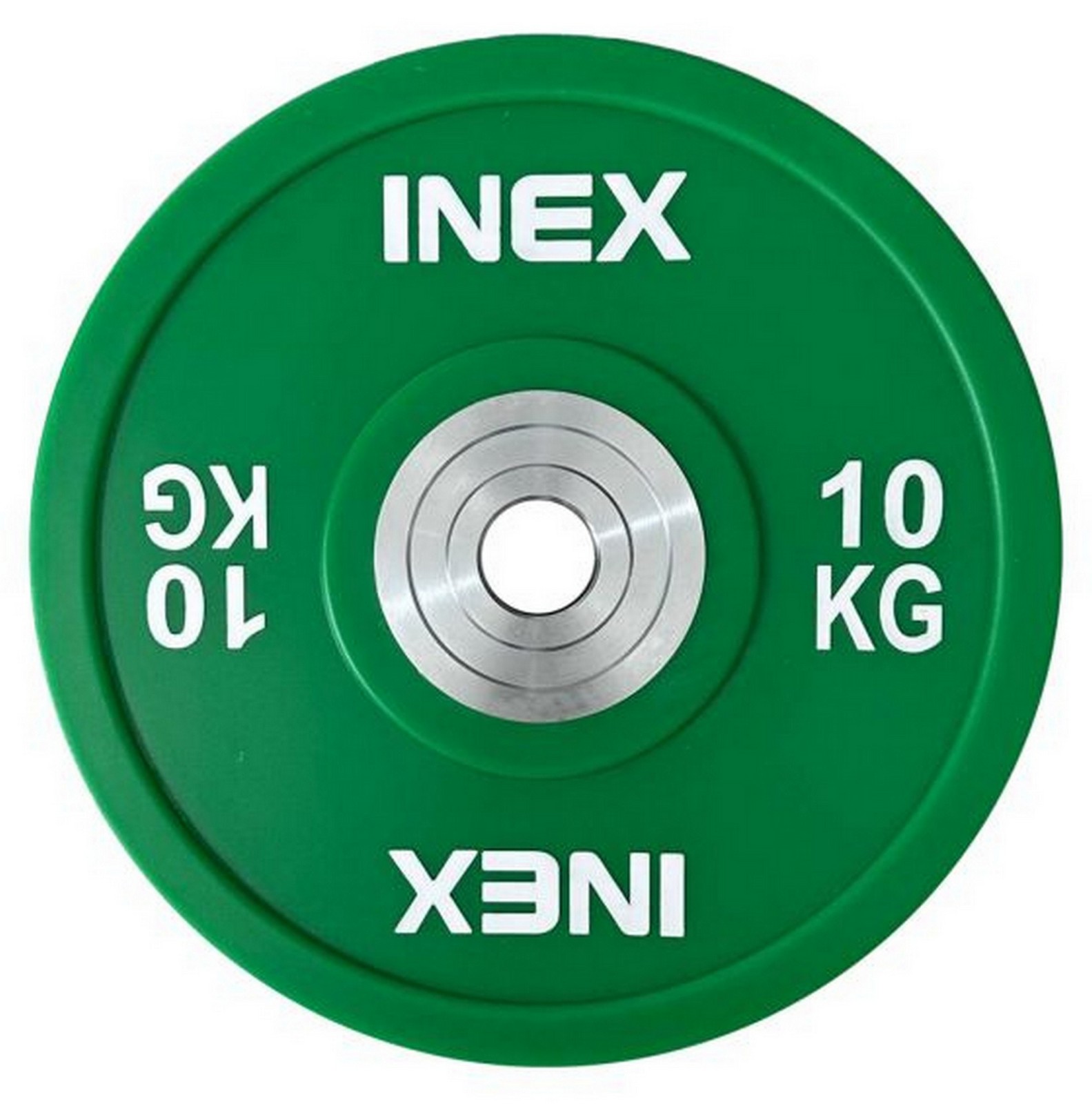 Олимпийский диск в уретане 10кг Inex PU Bumper Plate TF-P2100-10 зеленый\белый