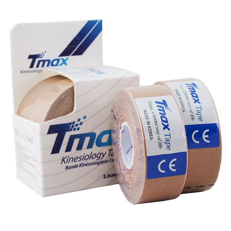 Тейп кинезиологический Tmax Extra Sticky Biege (2,5 см x 5 м), 2 шт, 423815, телесный - фото 1