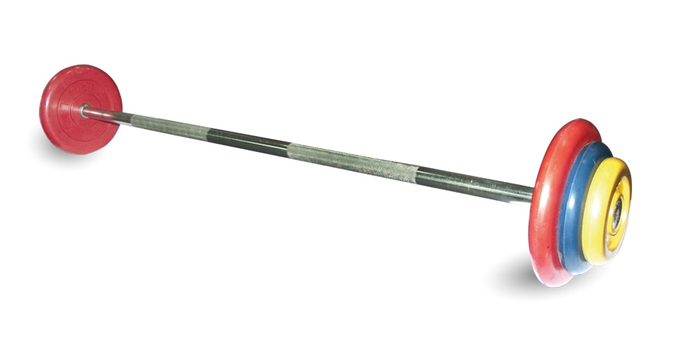Штанга неразборная MB Barbell с цветными дисками D25мм, 20 кг MB-BarMW-C20,  - купить со скидкой