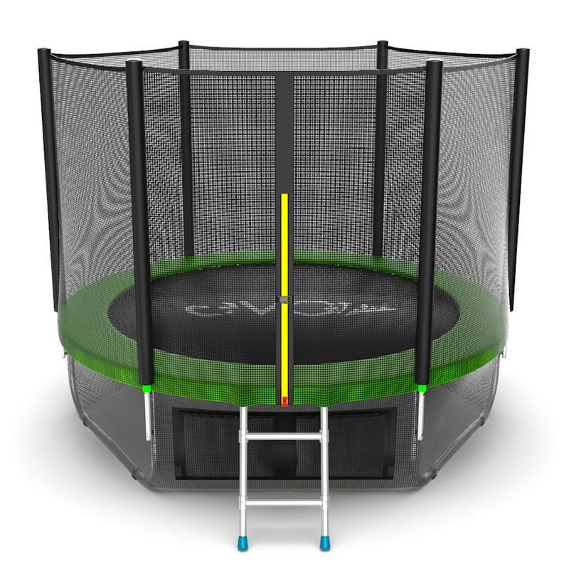 фото Батут с внешней сеткой и лестницей evo jump external 8ft+ нижняя сеть, зеленый