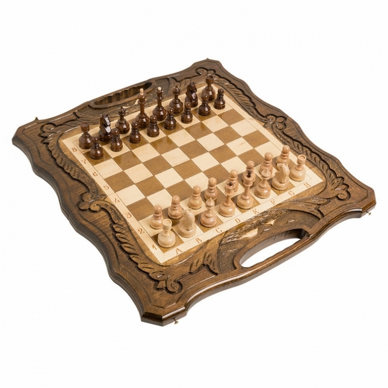 Шахматы + нарды резные Haleyan c Араратом 50 с ручкой kh117 800_800