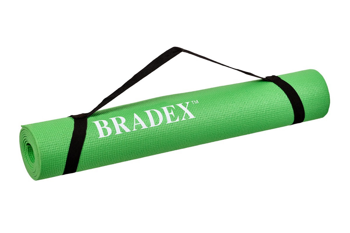 Купить Коврик для йоги и фитнеса 183x61x0,4см Bradex с переноской SF 0694 зеленый,