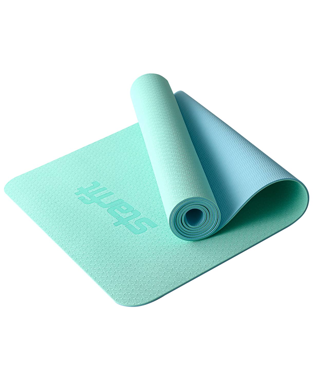 Коврик для йоги и фитнеса Star Fit FM-201, TPE, 183x61x0,4 см, мятный/синий