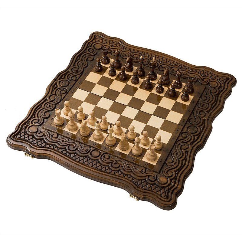 Шахматы + нарды резные Haleyan Бриз 50 kh128 800_800