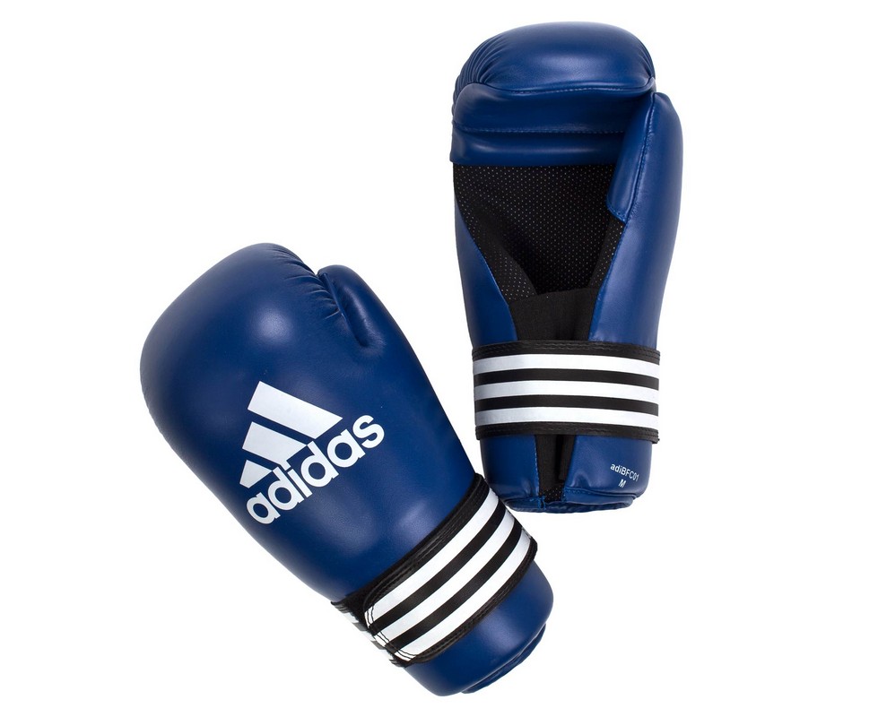 фото Перчатки полуконтакт adidas semi contact gloves синие adibfc01