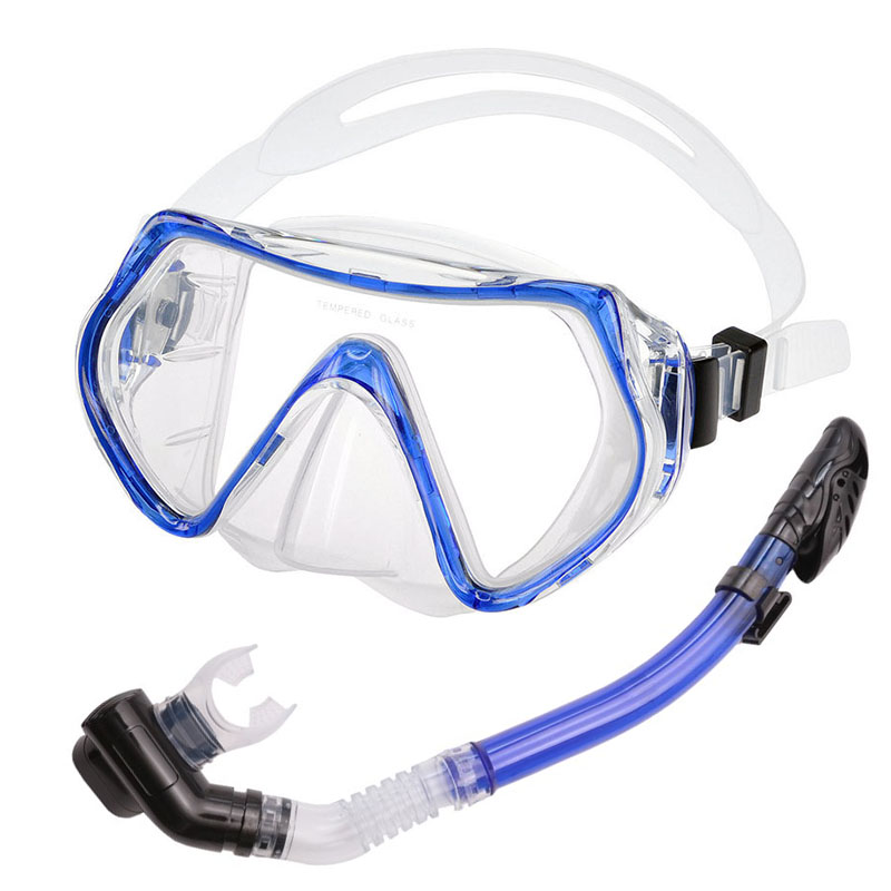 фото Набор для плавания взрослый sportex маска+трубка (силикон) e39234 синий