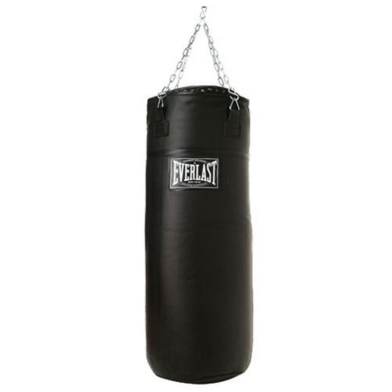 Боксерский мешок Everlast super leather 100lb 45 кг черный 251001 800_800