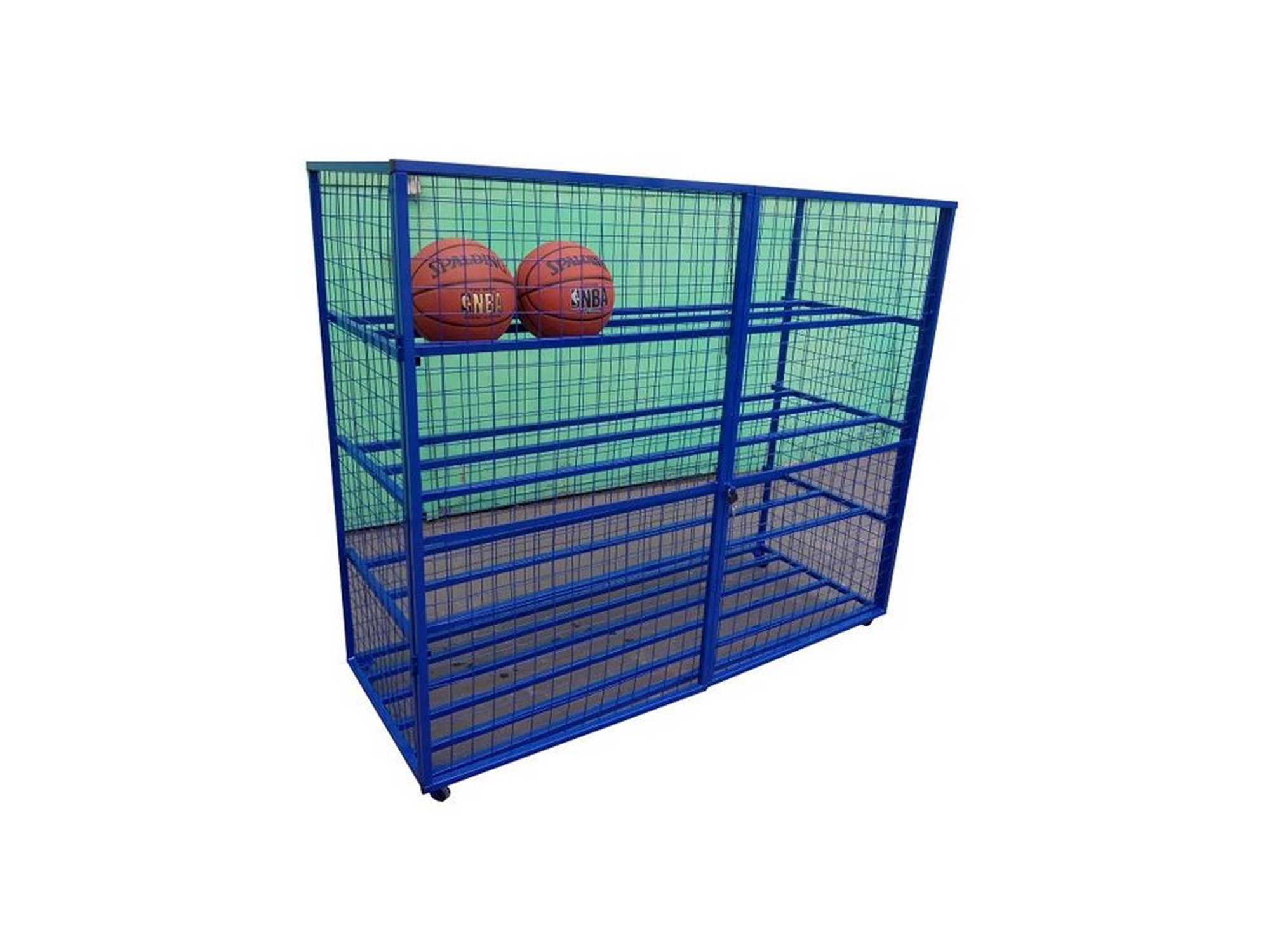 Купить Стеллаж для хранения мячей и инвентаря Spektr Sport передвижной металлический (сетка), разборный,