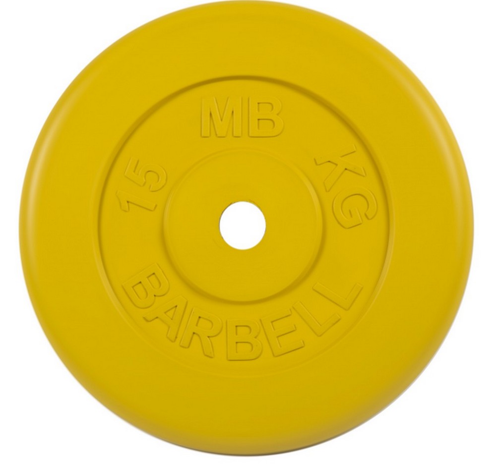 фото Диск обрезиненный d31мм mb barbell mb-pltc31-15 15 кг желтый mb barbell