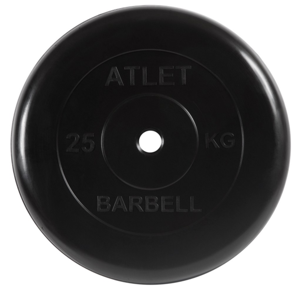 Купить Диск обрезиненный d26мм MB Barbell MB-AtletB26-25 25кг черный, MB Barbell