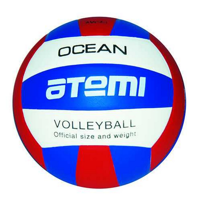 фото Мяч волейбольный р.5 atemi ocean, синтетическая кожа pu сине-красно-белый