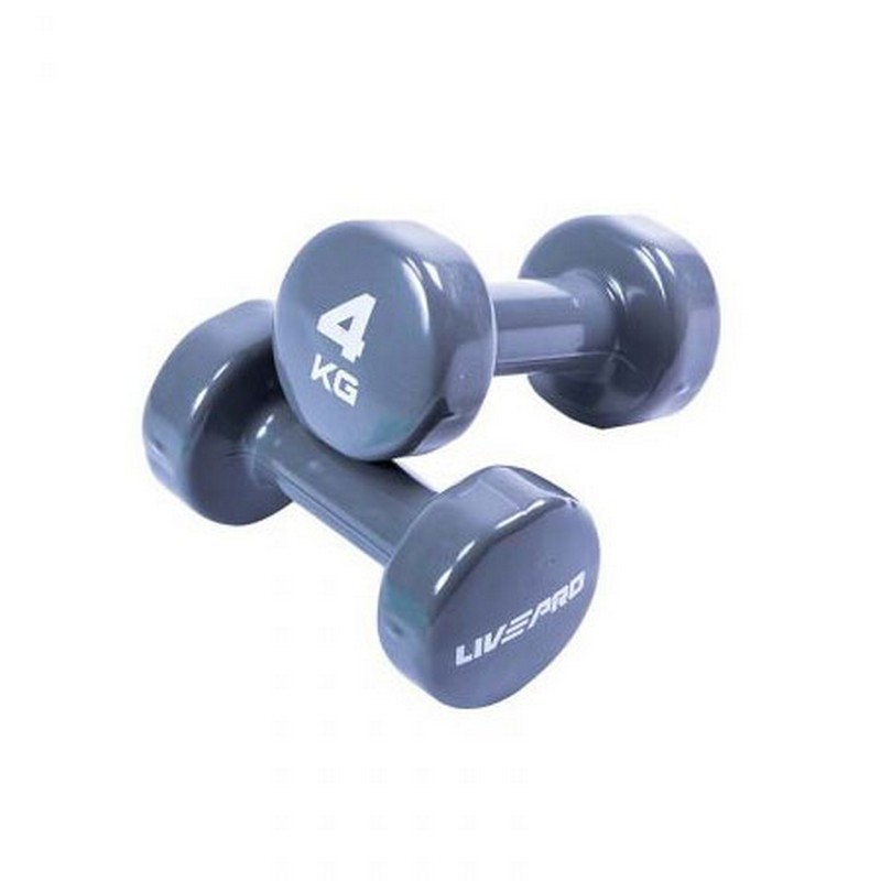 фото Гантели для аэробики 4 кг live pro colored studio dumbbell lp8076-4\gy-00-00