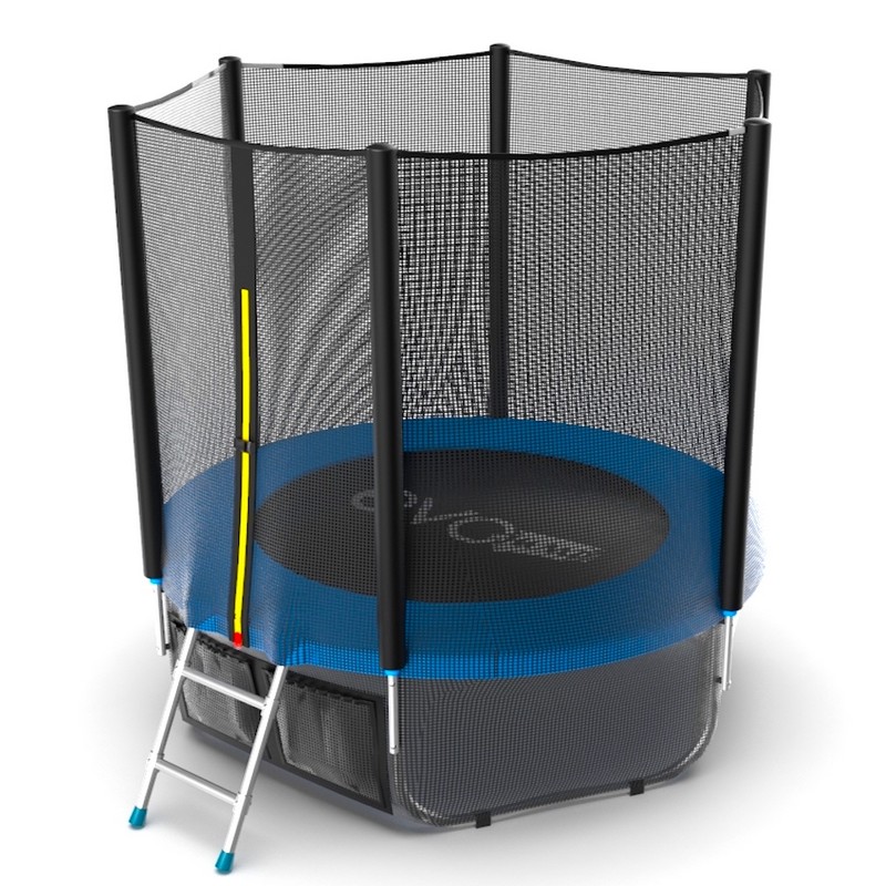 фото Батут с внешней сеткой и лестницей evo jump external 6ft+ нижняя сеть, синий