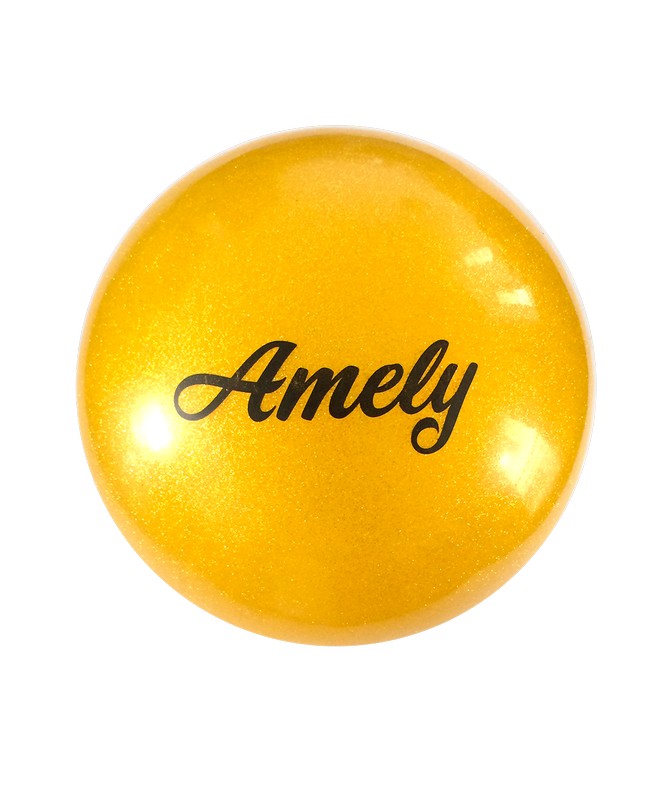 фото Мяч для художественной гимнастики amely agb-102 d=15 см, желтый, с блестками