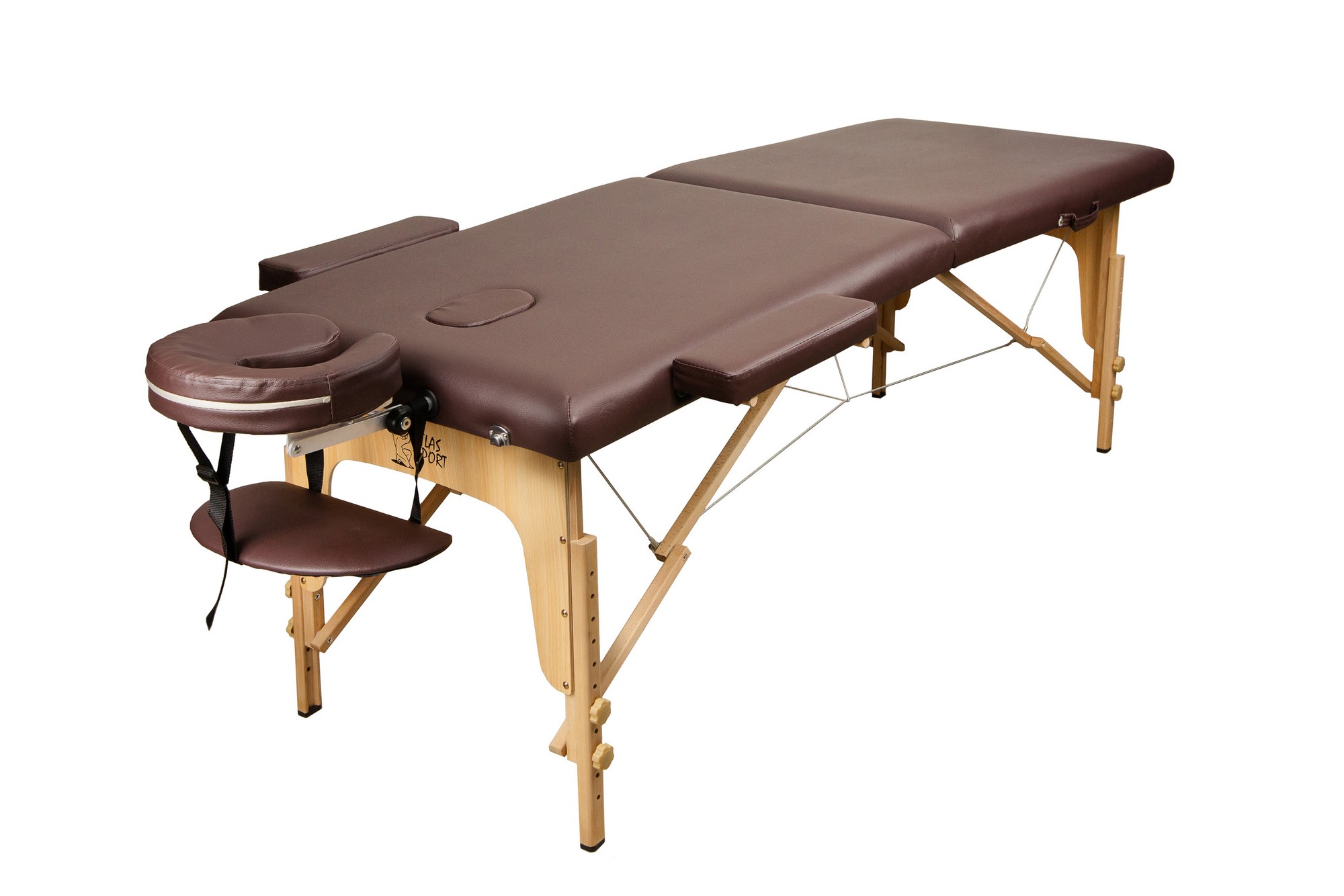 Массажный стол Atlas Sport складной 2-с деревянный 70 см, темно-коричневый