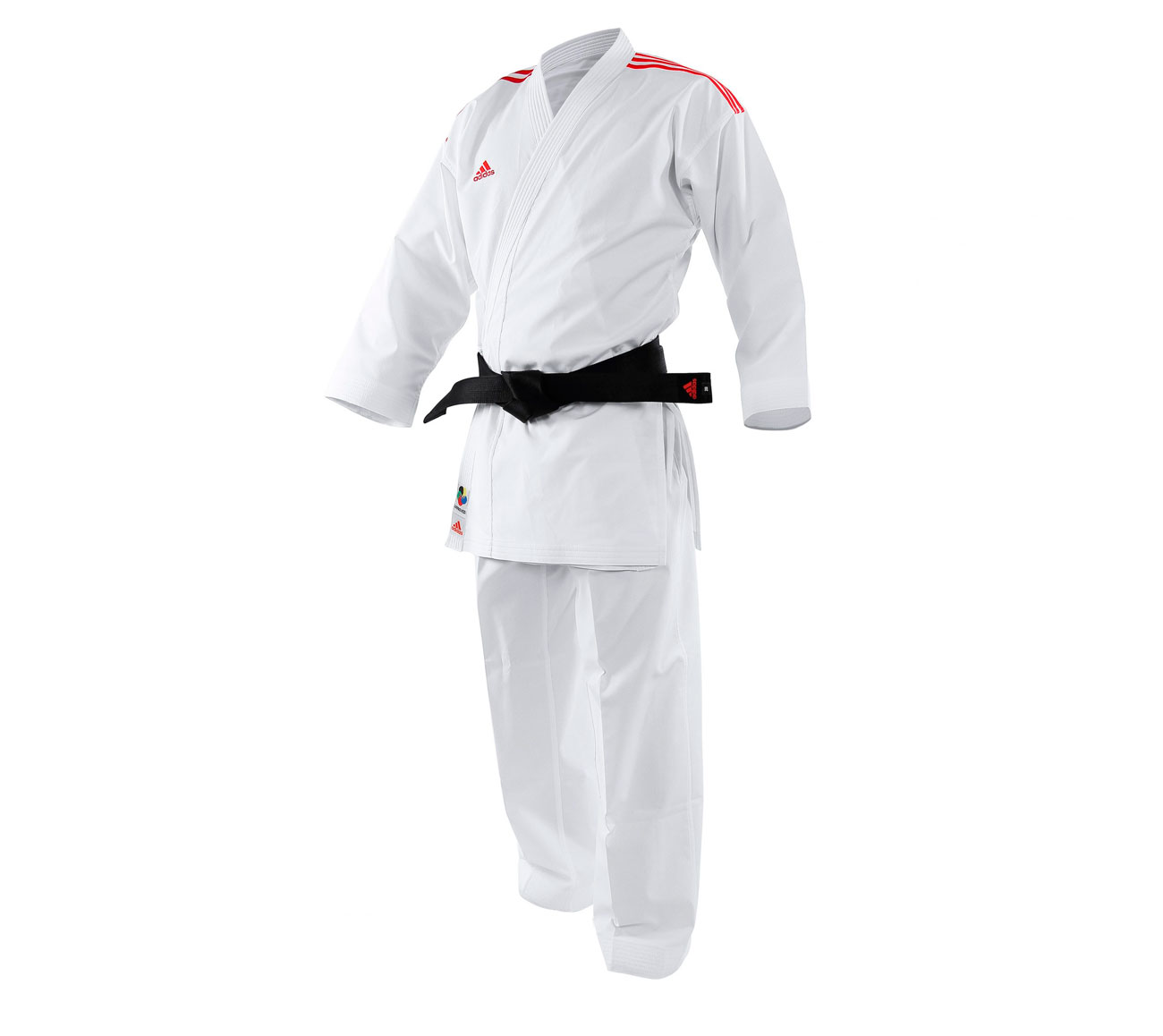Кимоно для карате Adidas K192SK AdiLight Primegreen WKF белое с красными полосками