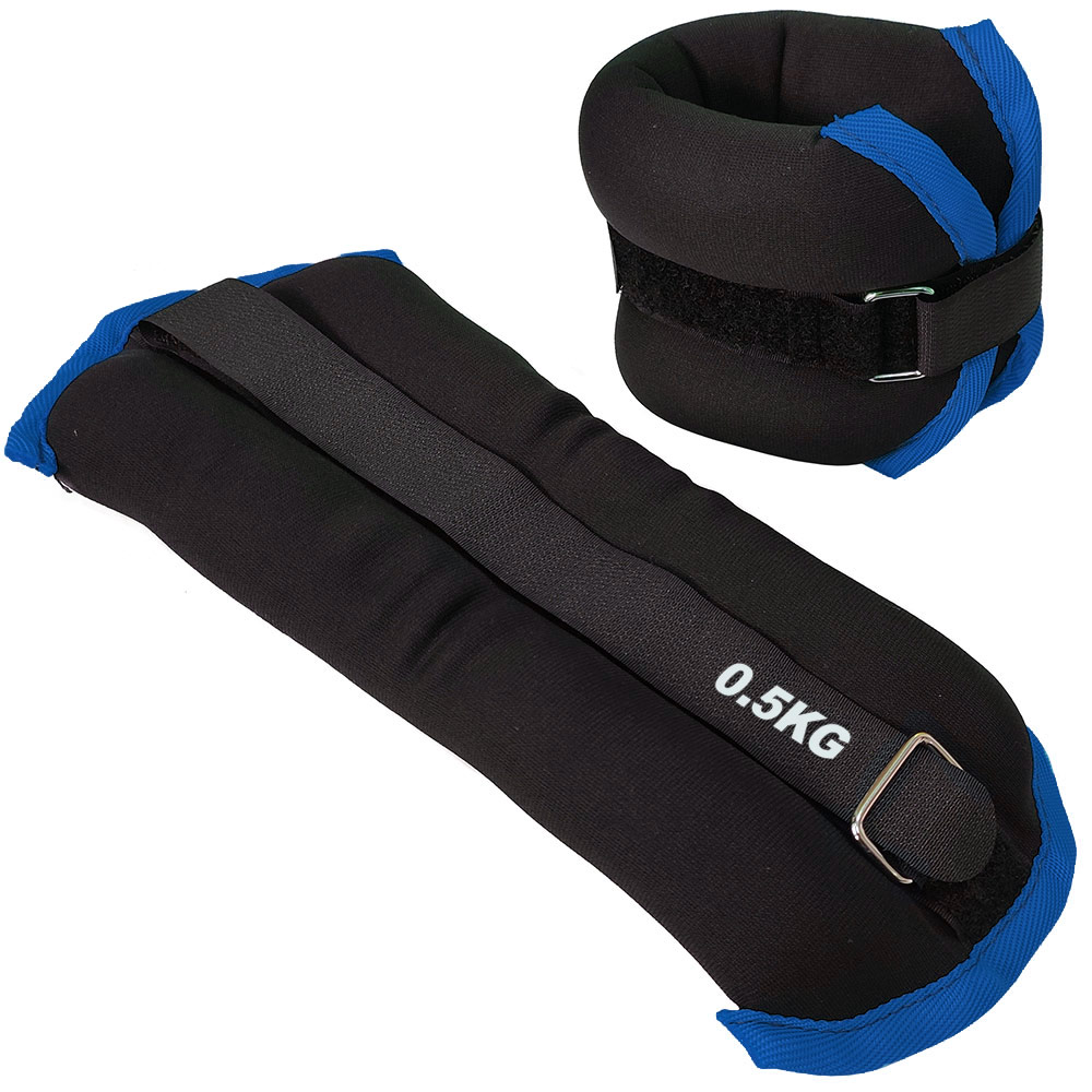 Утяжелители (2х0,5кг) Sportex ALT Sport нейлон, в сумке HKAW101-A черный с синей окантовкой 1000_1000