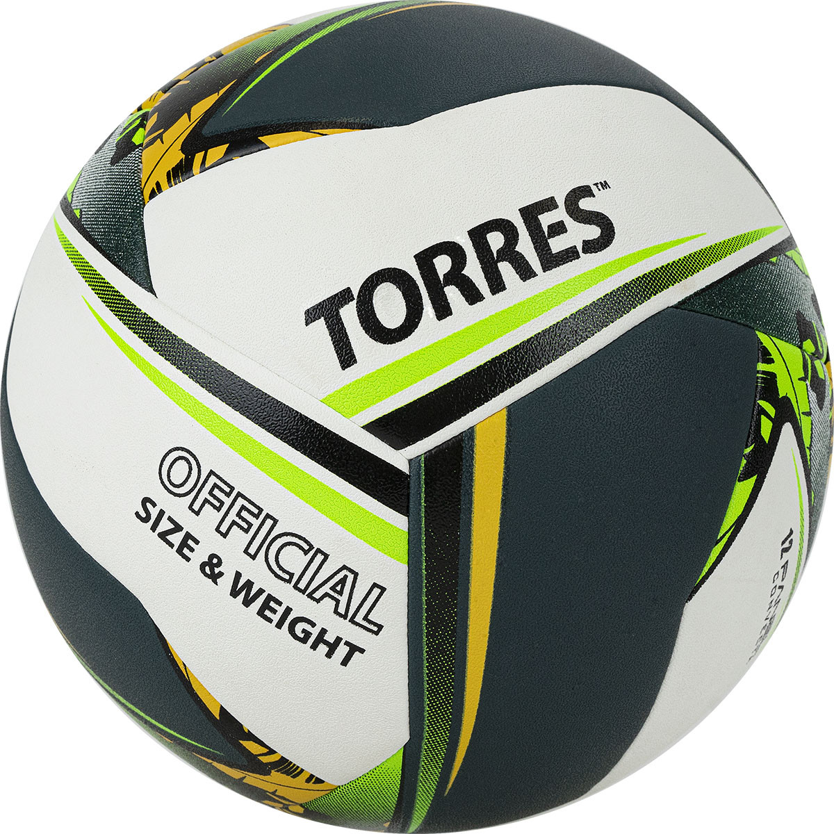 фото Мяч волейбольный torres save v321505 р.5, синт.кожа (пу), гибрид, бут.кам, бело-зелено-желный
