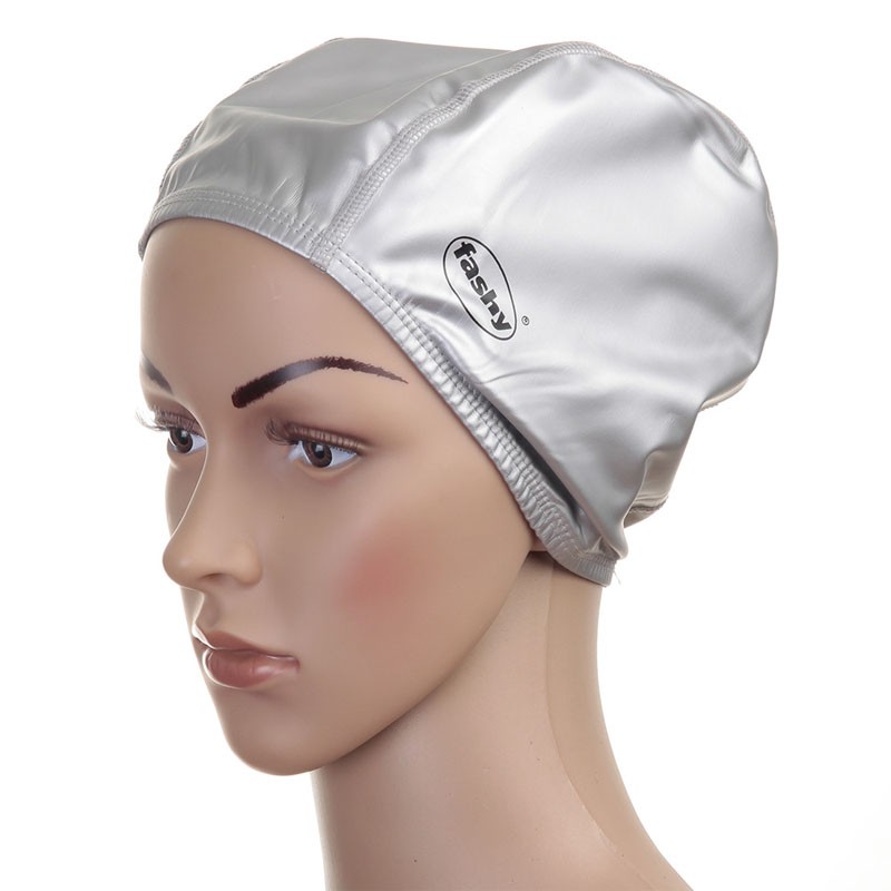 

Шапочка для плавания Fashy PU-Lycra Cap Long 3059-12 тканевая, серебристая