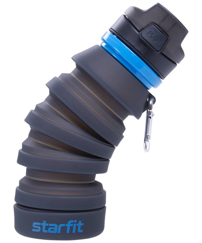 фото Бутылка для воды складная pro star fit с карабином fb-100 серый
