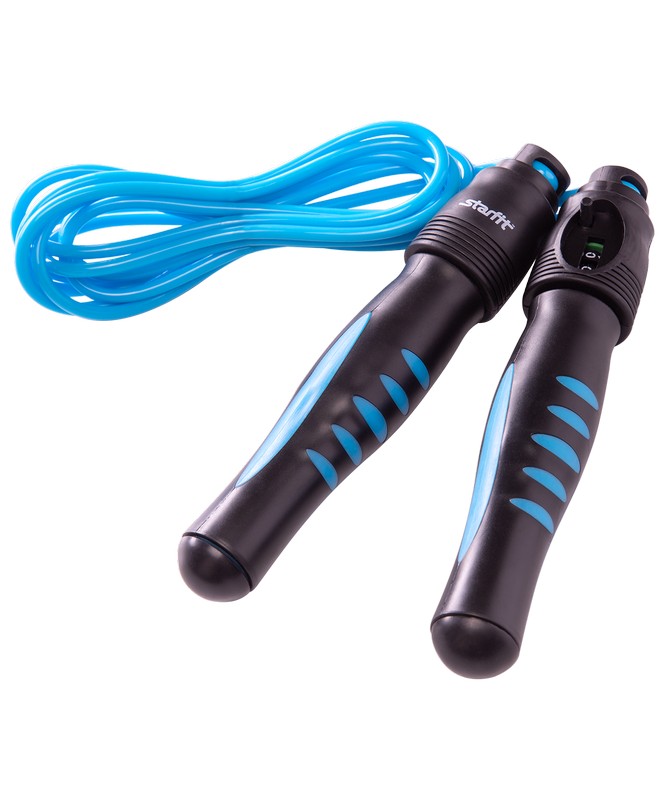 фото Скакалка star fit rp-102 пвх, со счетчиком, синяя/черная, 3 м