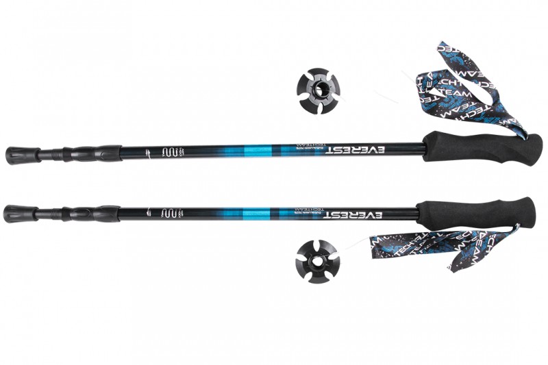 Палки для ходьбы треккинговые раздвижные с EVA ручкой 105-135 см Techteam TT EVEREST NN009018 blue
