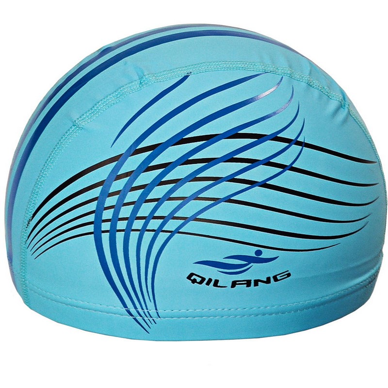 Шапочка для плавания Sportex с принтом ПУ E36890-0 голубой,  - купить со скидкой