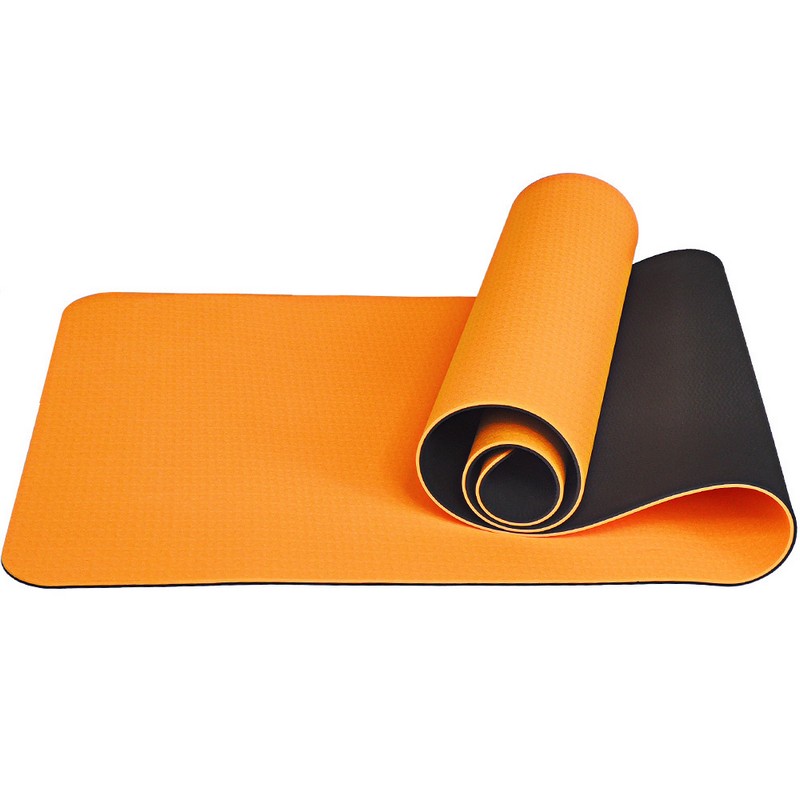 Купить Коврик для йоги 183x61x0,6 см Sportex ТПЕ E33581 оранжевочерный,