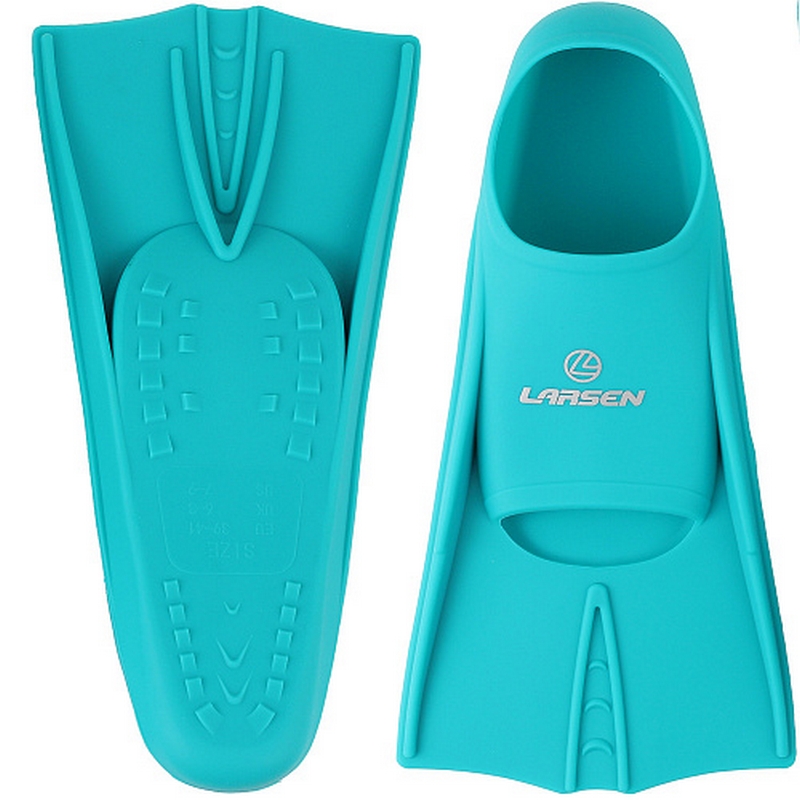 Ласты укороченные силиконовые Larsen 6975 NEW бирюзовый 800_800