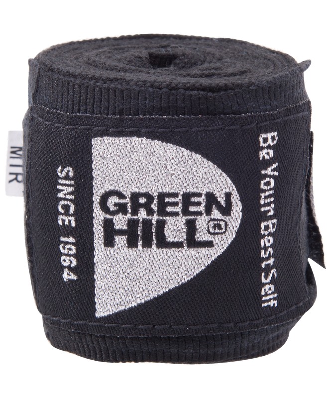 Бинт боксерский Green Hill BP-6232c, 3,5м, эластик черный 665_800