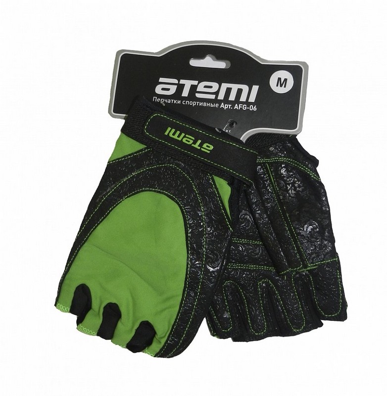 Перчатки для фитнеса Atemi AFG06GN черно-зеленые - фото 1