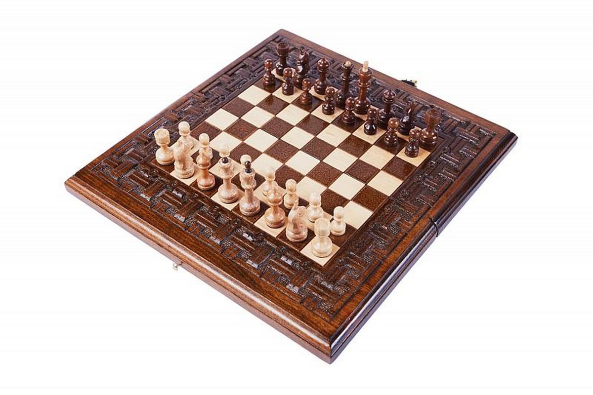 Шахматы + нарды резные Haleyan Армянский Орнамент 30 kh137-3 - фото 1