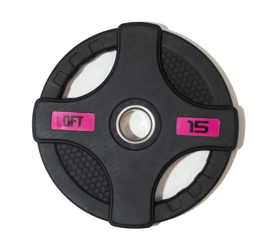 фото Диск олимпийский обрезиненный original fit.tools с двумя хватами 15 кг ft-2hgp-15 черный