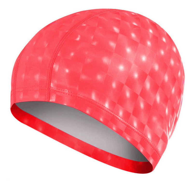 Купить Шапочка для плавания ПУ одноцветная 3D (Красная) Sportex B31517,