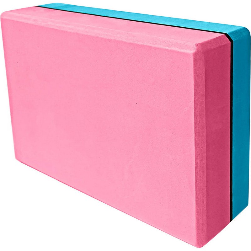 Блок для йоги твердый 2-х цветный (розово/голубой) EVB-200-1