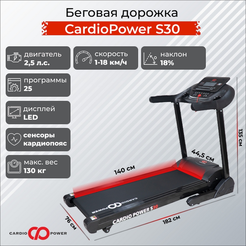Беговая дорожка CardioPower S30 800_800
