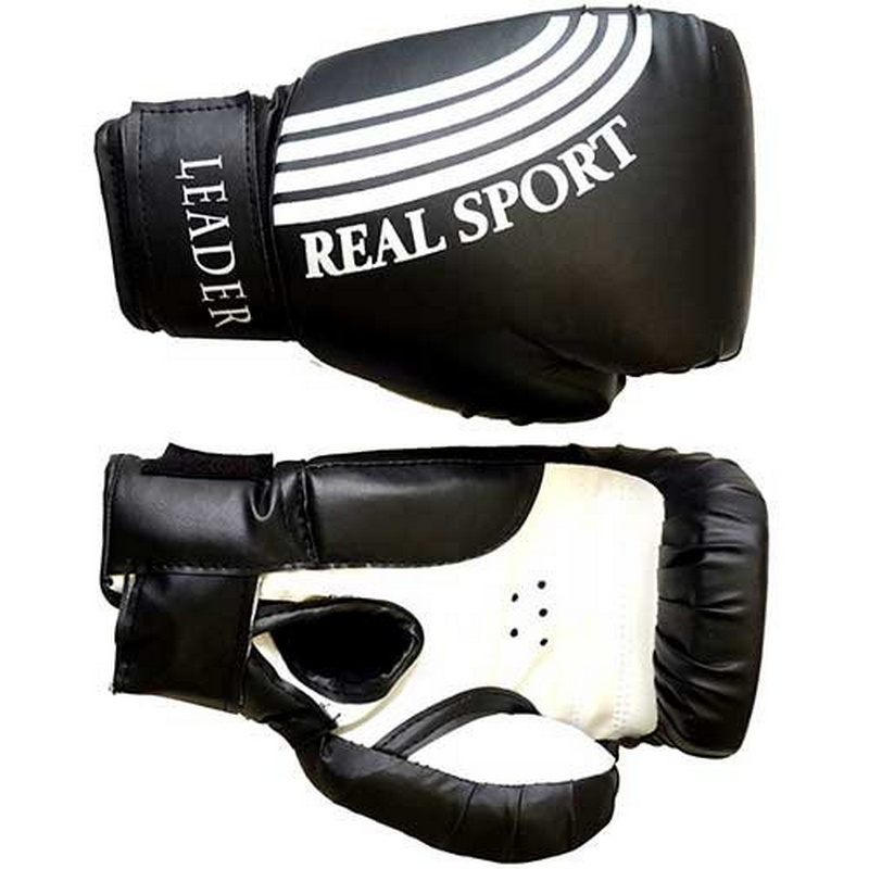 Купить Боксерские перчатки Real Sport Leader черный 8 oz,