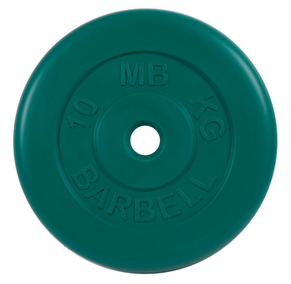 Диск обрезиненный d26мм MB Barbell MB-PltC26 10 кг зеленый - фото 1