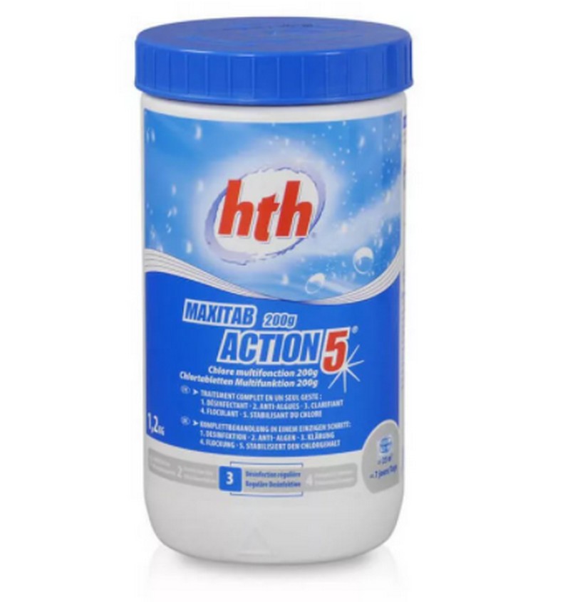 5 активного хлора. Многофункциональные таблетки maxitab Action 5 HTH, 200 гр. 1,2 кг. HTH многофункциональные таблетки 5-в-1 по 200 г, 1.2 кг. HTH maxitab Action 5 в 1. Комплексный препарат HTH 0.774 кг поплавок.
