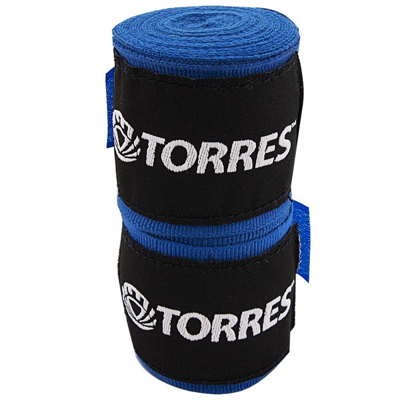 Бинт боксерский Torres PRL619016BU, длина 2,5 м, ширина 5 см, 1 пара, хлопок, синий 800_800